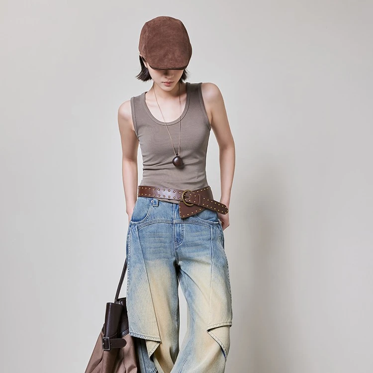 美洋MEIYANG 纸飞机牛仔裤 泥染渐变废土直筒阔腿裤【60系列】