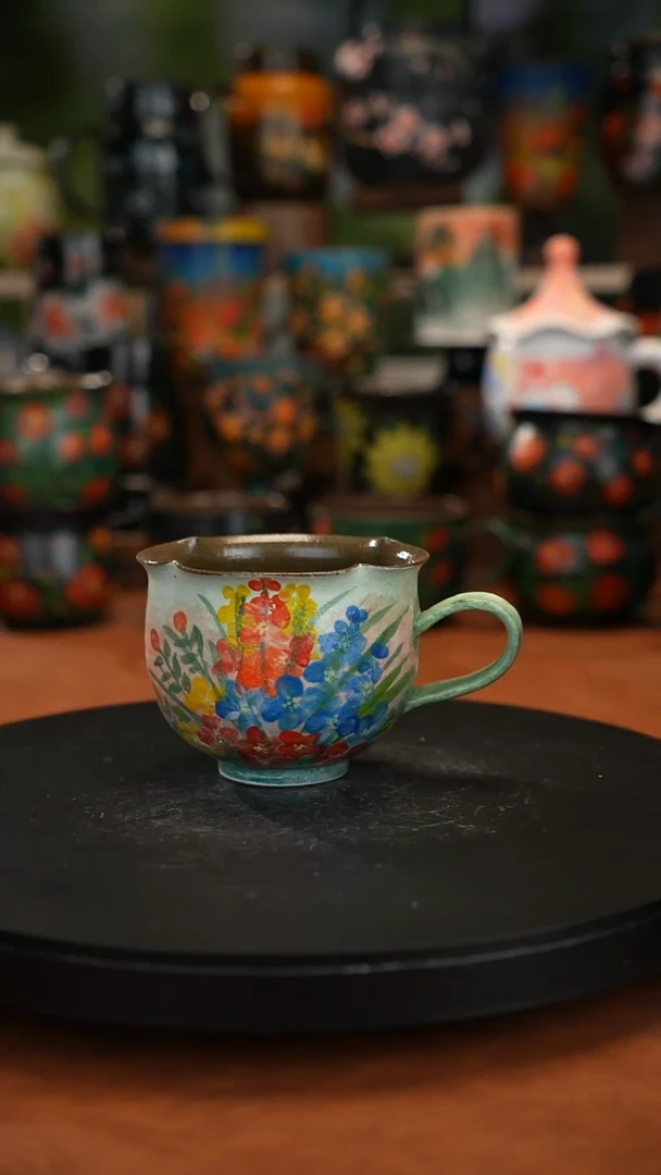 紫砂油画手绘釉下彩