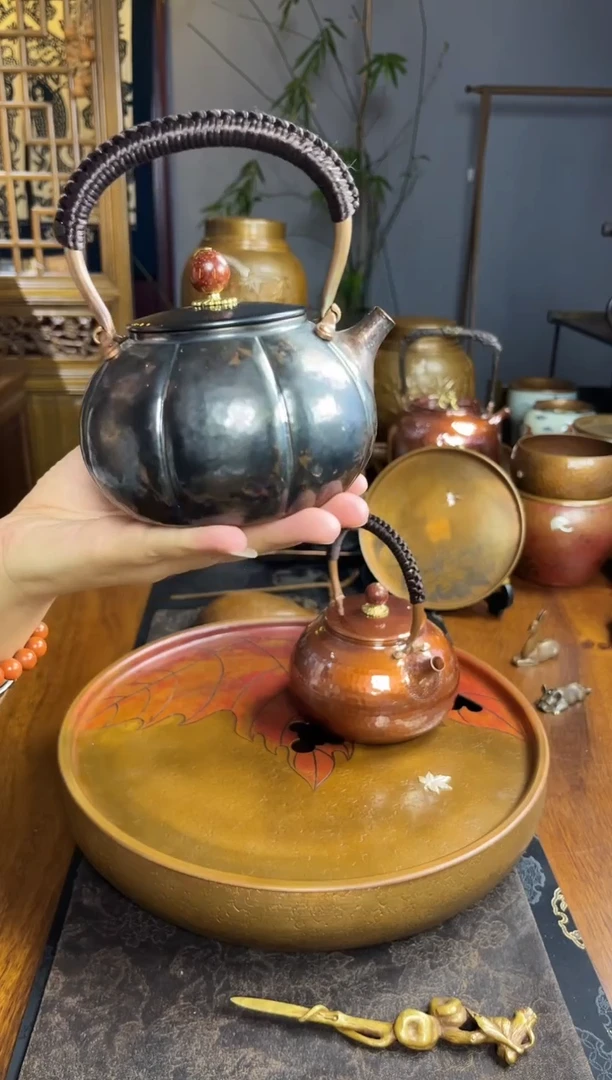 陶瓷紫铜锻打烧水壶南瓜
