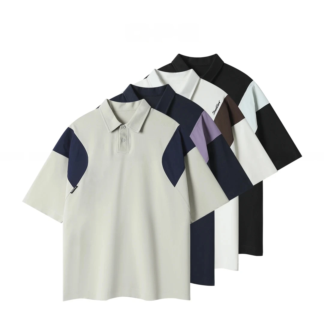 【小格调撞色拼接】夏季新款时尚百搭潮流简约轻奢痞帅高品质短袖