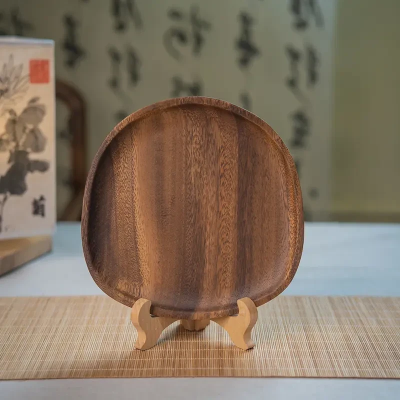 南美胡桃木鹅卵石造型水果糕点盘-20*20*2cm创意日式点心盘木盘子