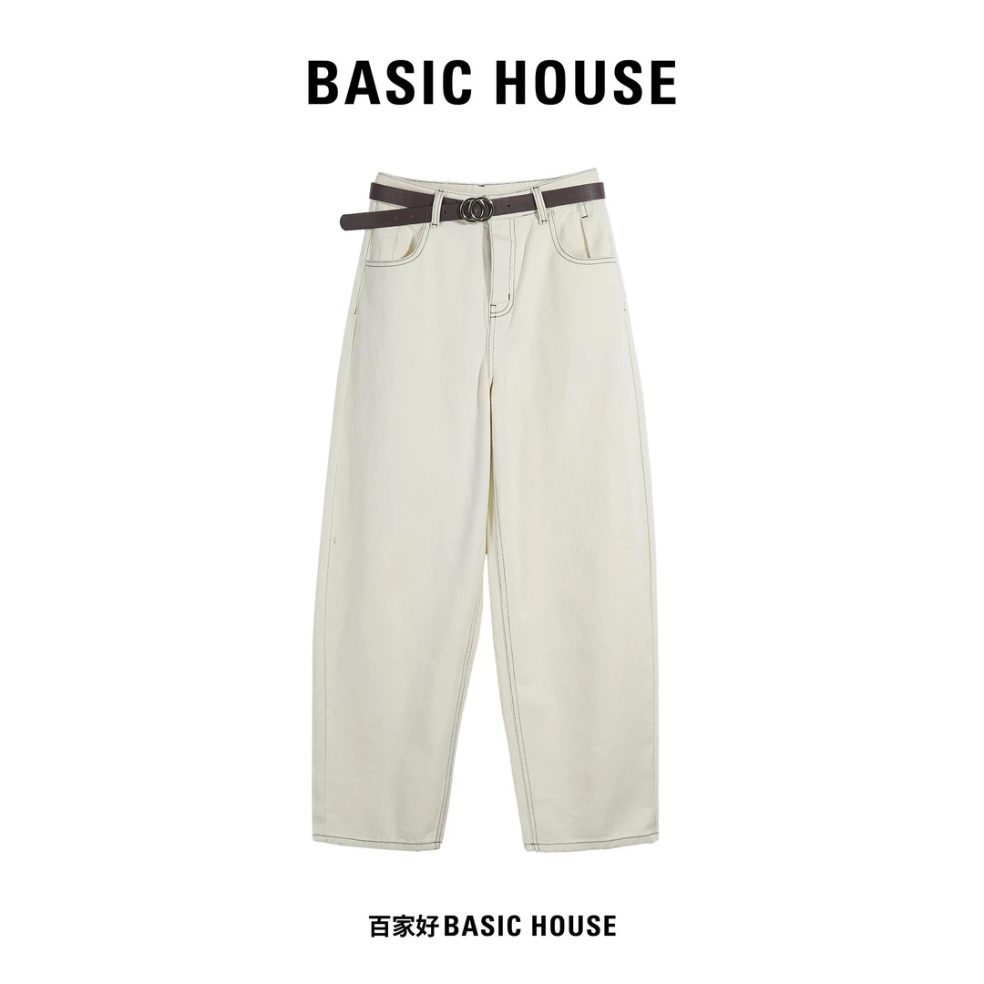 Basic House/百家好【陈嘉尔专属】加绒牛仔裤高腰直筒秋冬新款K042