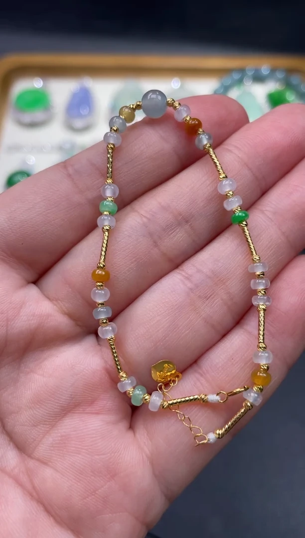 【闪购商品】翡翠手链18K金镶嵌50..........