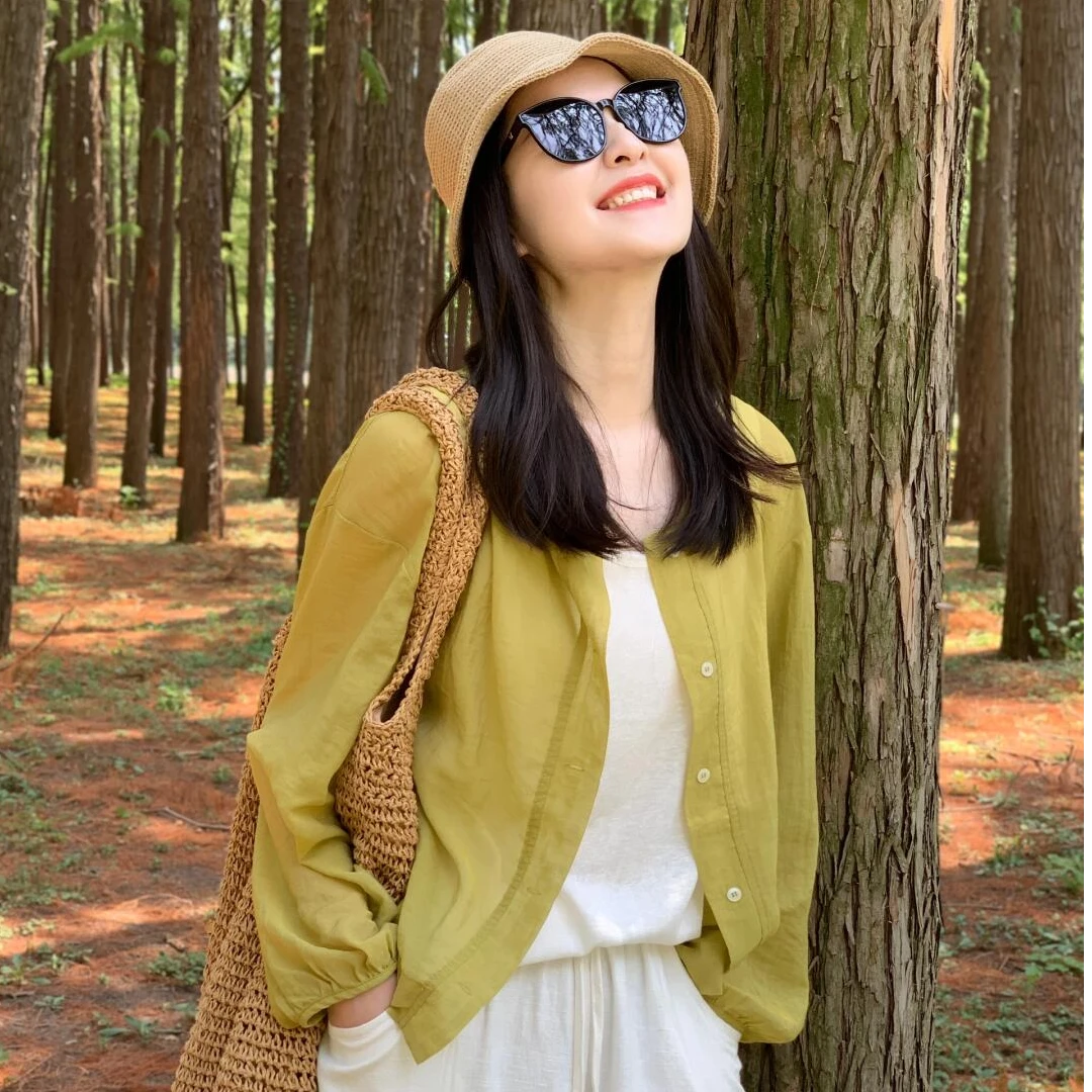 新款简约内搭上衣气质开衫休闲慵懒风阔腿裤春游出行衣服宽松韩版