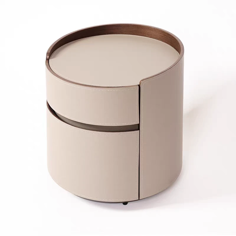 意式盒子床头柜双层意式极简时尚多功能大容量贴皮