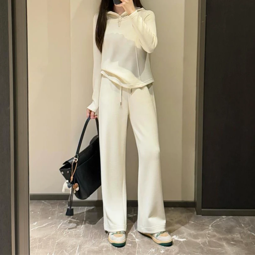 宝丫轻奢  女式时髦休闲连帽卫衣直筒阔腿裤套装K1141