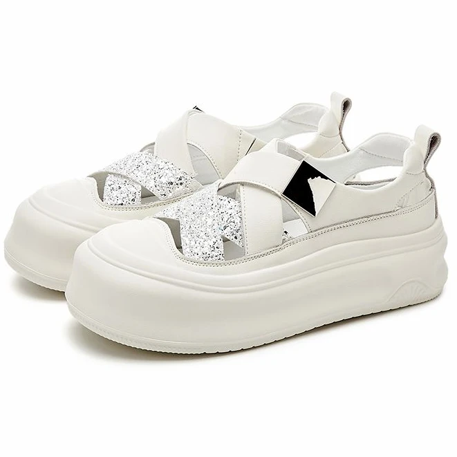 休闲鞋夏季透气缕空交叉撞色女鞋2403032