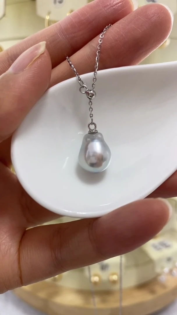 【闪购商品】海水珍珠套链银S925镶嵌澳白巴洛克