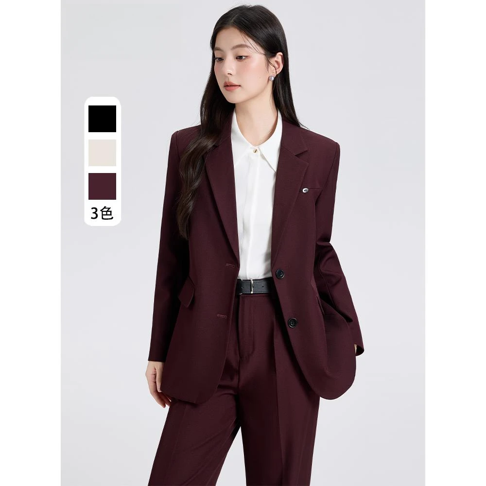 安哥拉红西装外套女2025新款职业装气质女神范小个子休闲通勤西服