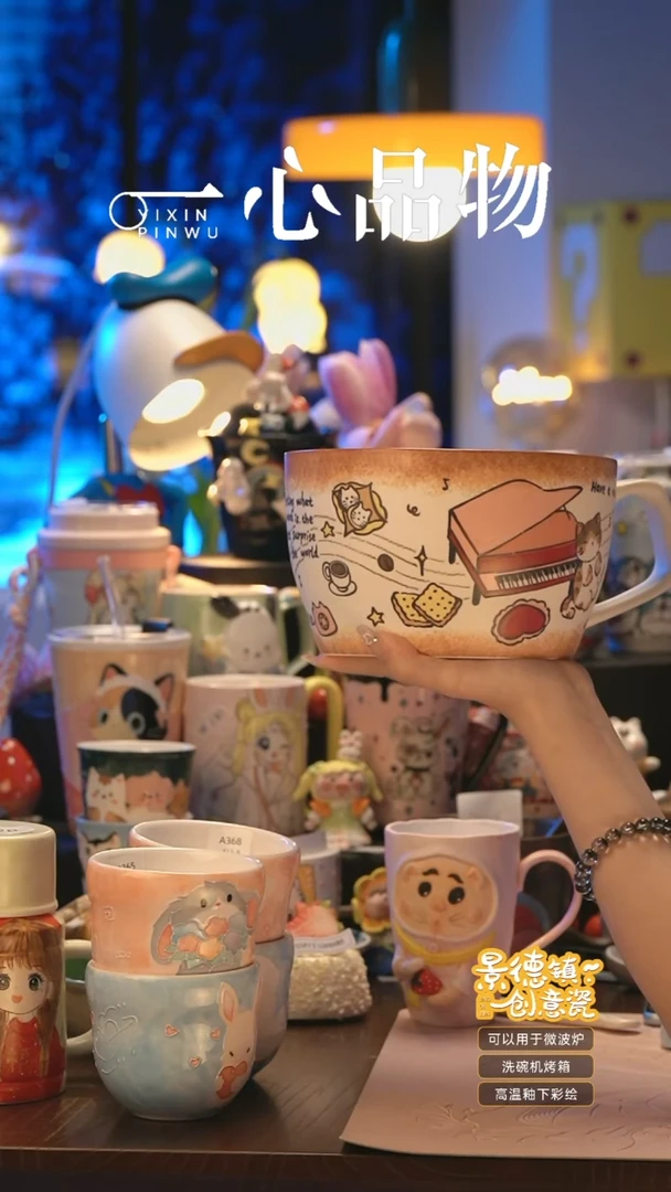 摆件Y021景德镇手工手绘杯子摆件