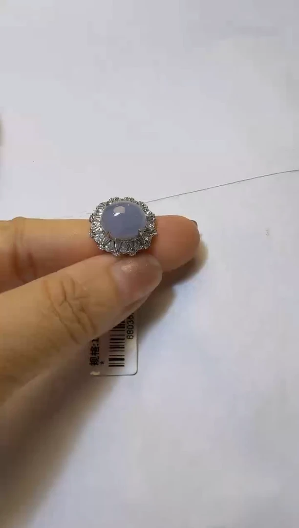 银S925镶嵌戒指翡翠925银镶缅甸A货翡翠戒指