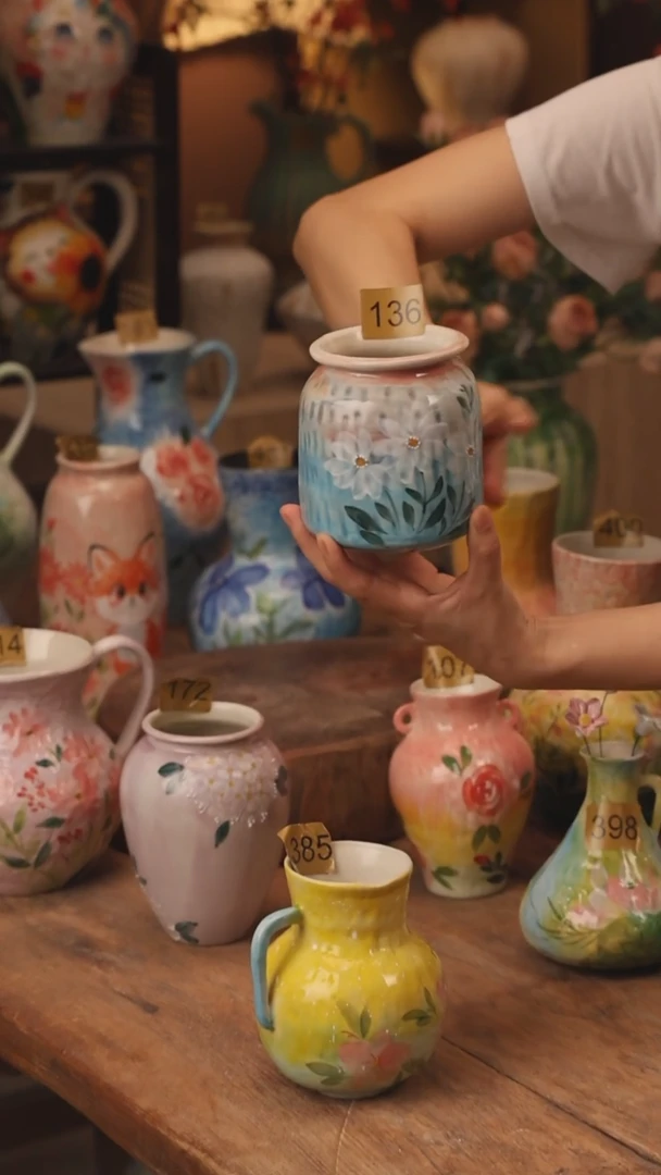 陶瓷136景德镇设计师手作花器摆件侘寂风