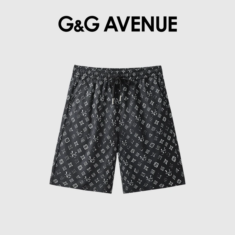 法国G&G AVENUE轻奢潮牌短裤男士夏季经典满印五分裤子-GK2511005