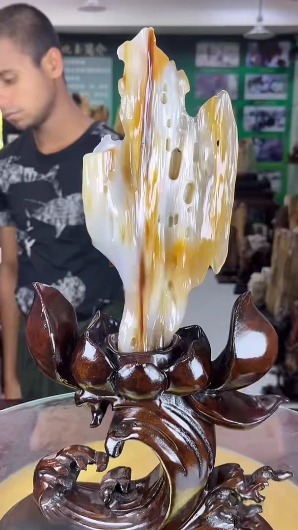 缅甸天然树化玉摆件