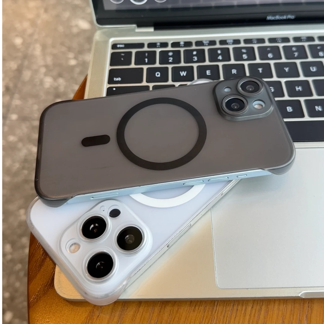 无边框PC磁吸适用苹果16Promax手机壳iPhone15pro简约15男款14/13