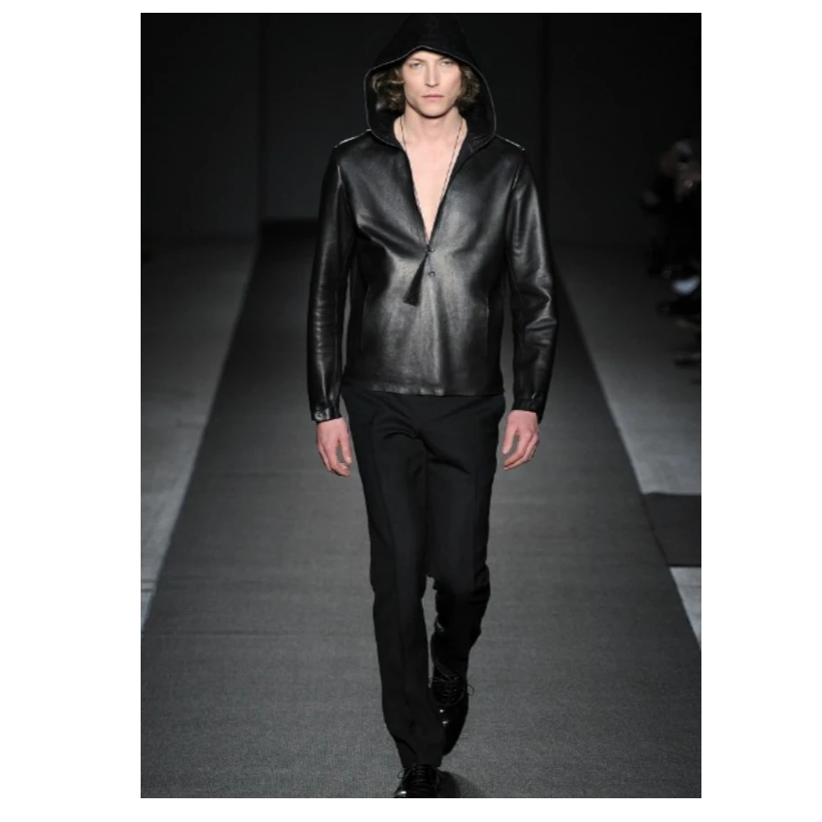 M001美人系列早秋连帽皮夹克时尚百搭个性潮流气质轻奢