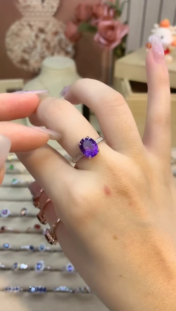 银S925镶嵌戒指紫晶紫水晶