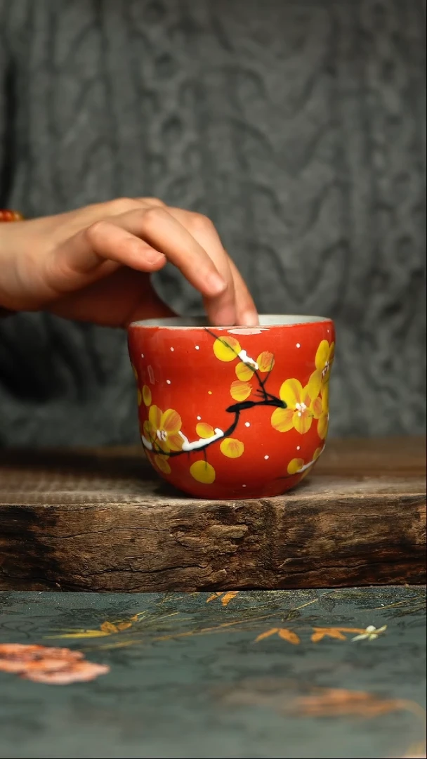 【闪购商品】杯釉下彩手工手绘同款陶器