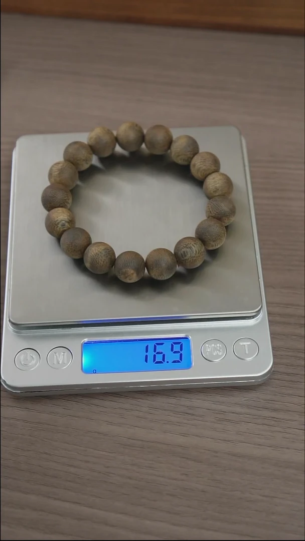 沉香手串奋***y海南尖峰岭莺歌绿奇楠卡12圆珠单圈手串