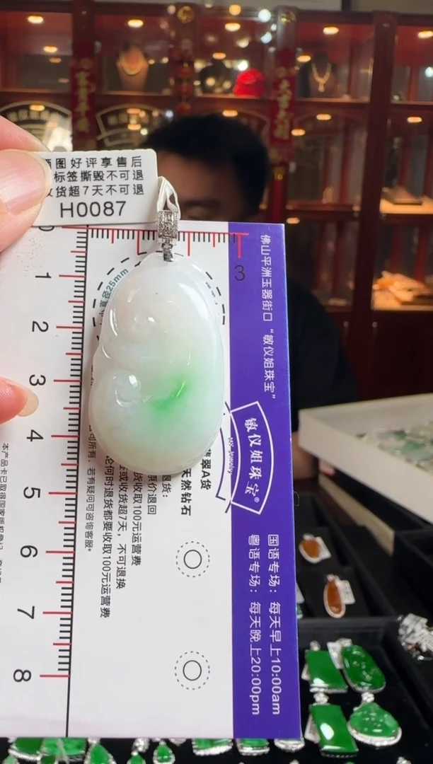颈饰18K金镶嵌翡翠H0087如意