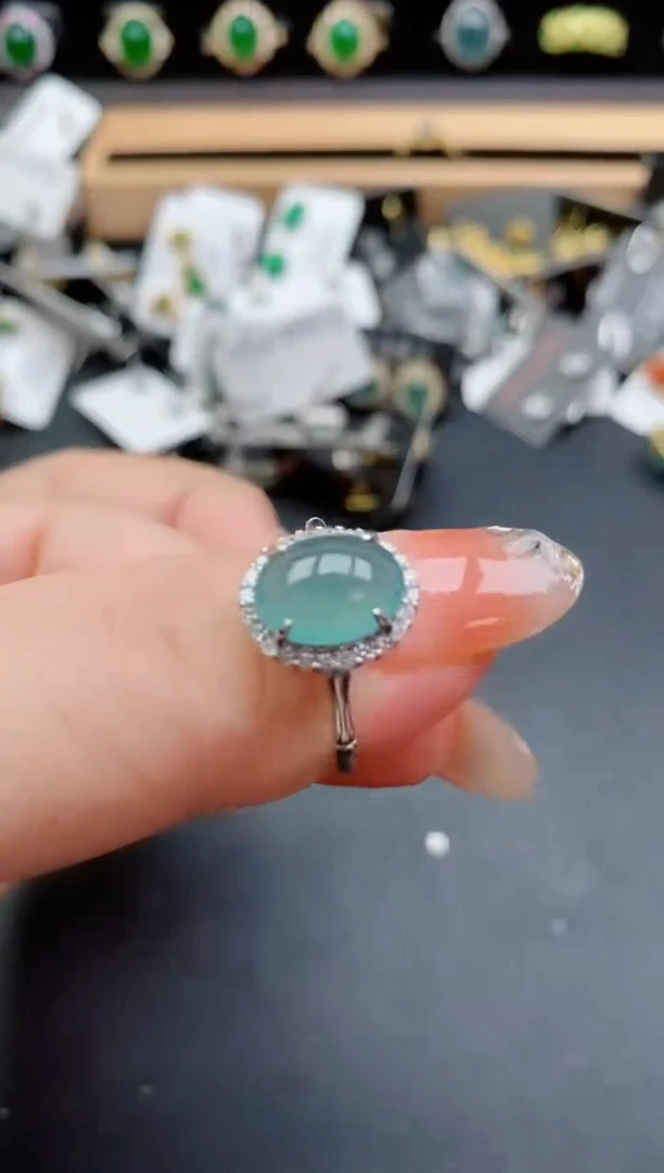 银S925镶嵌戒指翡翠1