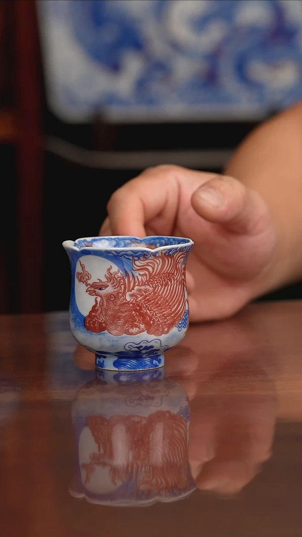自成柴窑青花釉里红