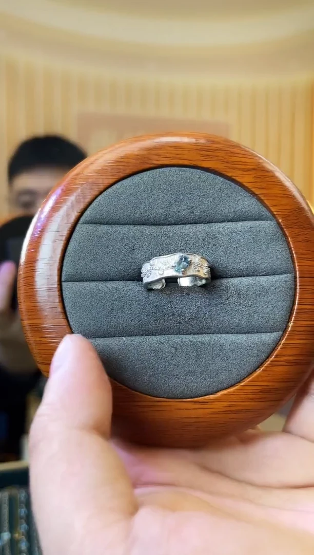 【闪购商品】海蓝宝石戒圈银S925镶嵌海蓝宝