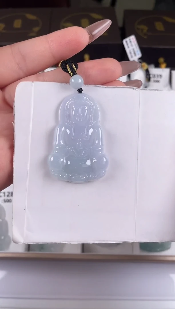 颈饰未镶嵌翡翠ZC033翡翠冰观音+孤品+送同款绳子