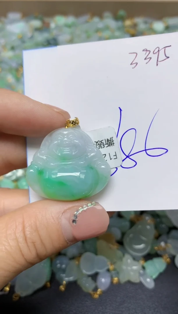 【闪购商品】翡翠挂件18K金镶嵌 天然翡翠A货