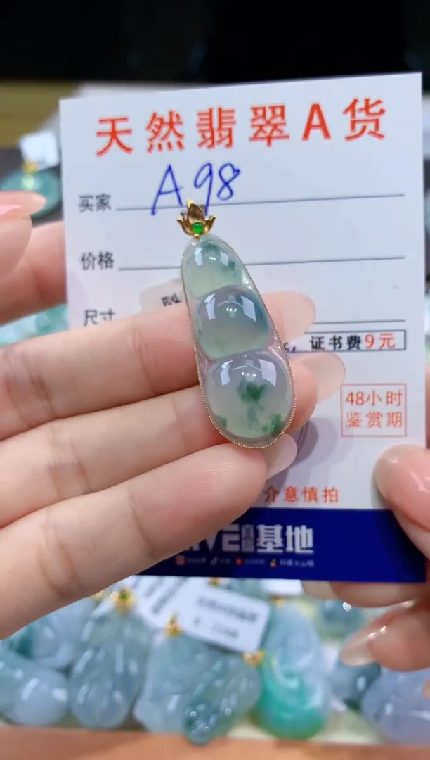 颈饰18K金镶嵌翡翠天然翡翠A货挂件