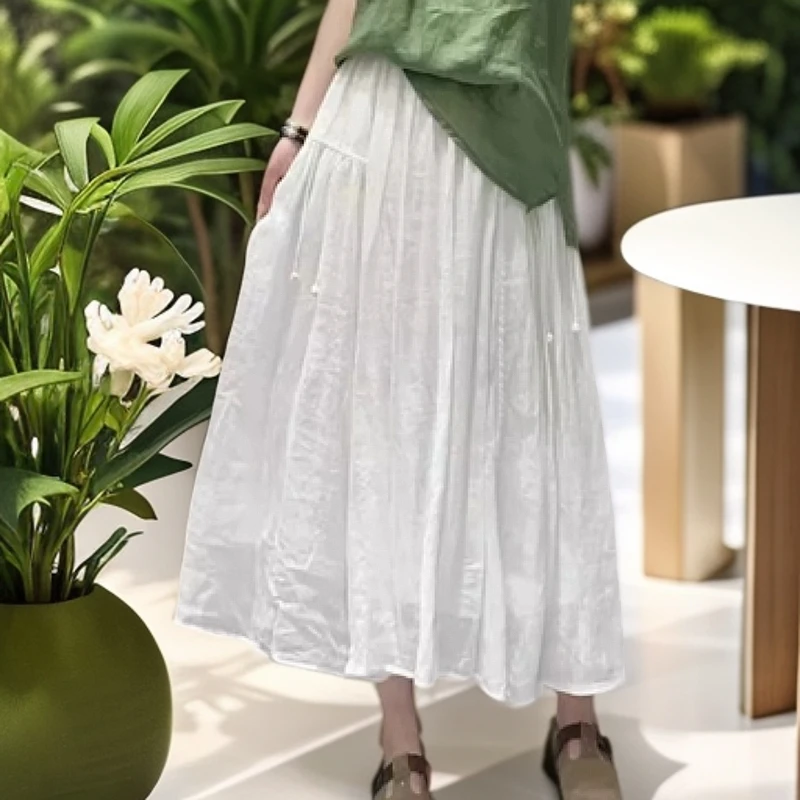 7630盘扣手工苎麻半裙