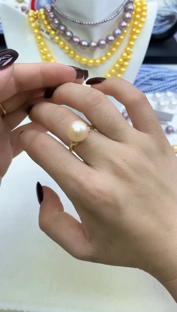 未镶嵌戒指淡水珍珠中国红色系