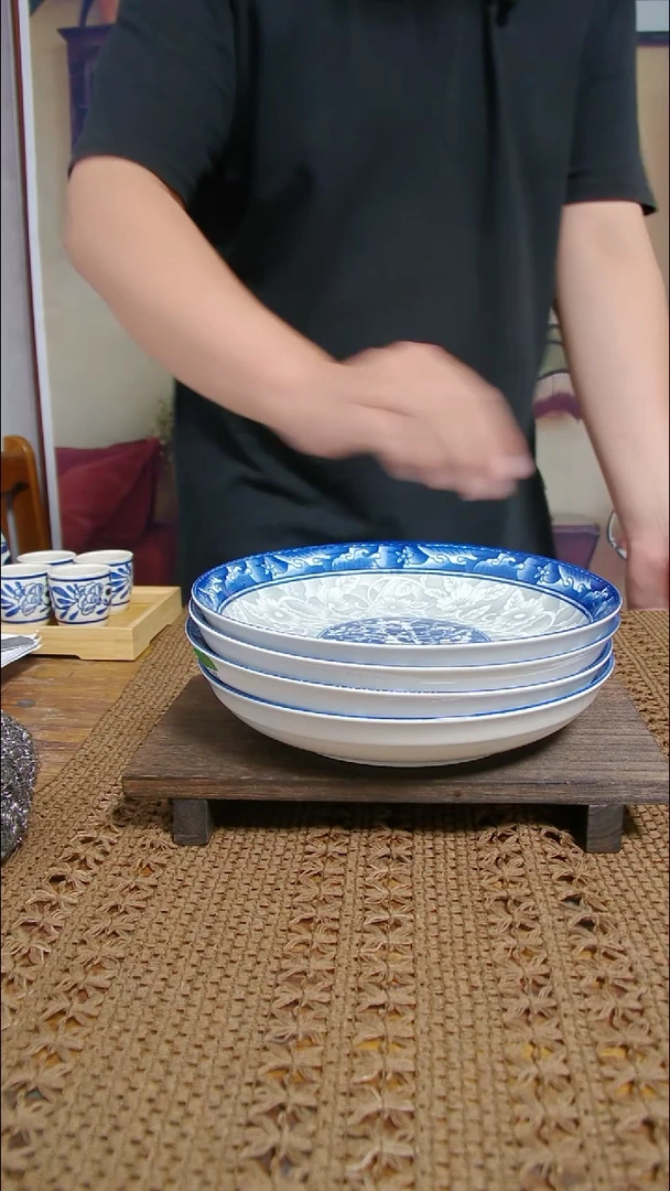 陶瓷8寸青支玉曼盘子6个