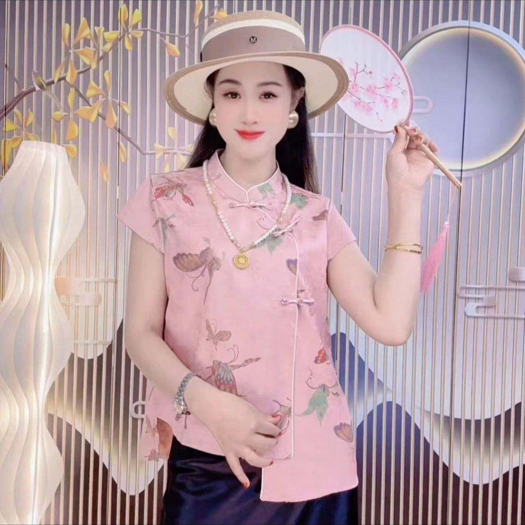 （蝶之恋）夏季新款短袖女上衣时尚显瘦百搭