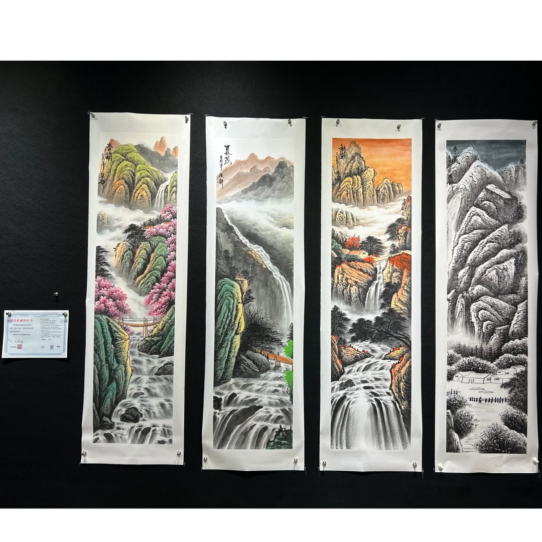 【春夏秋冬】张静老师书画作品-竖版 画芯 138*32