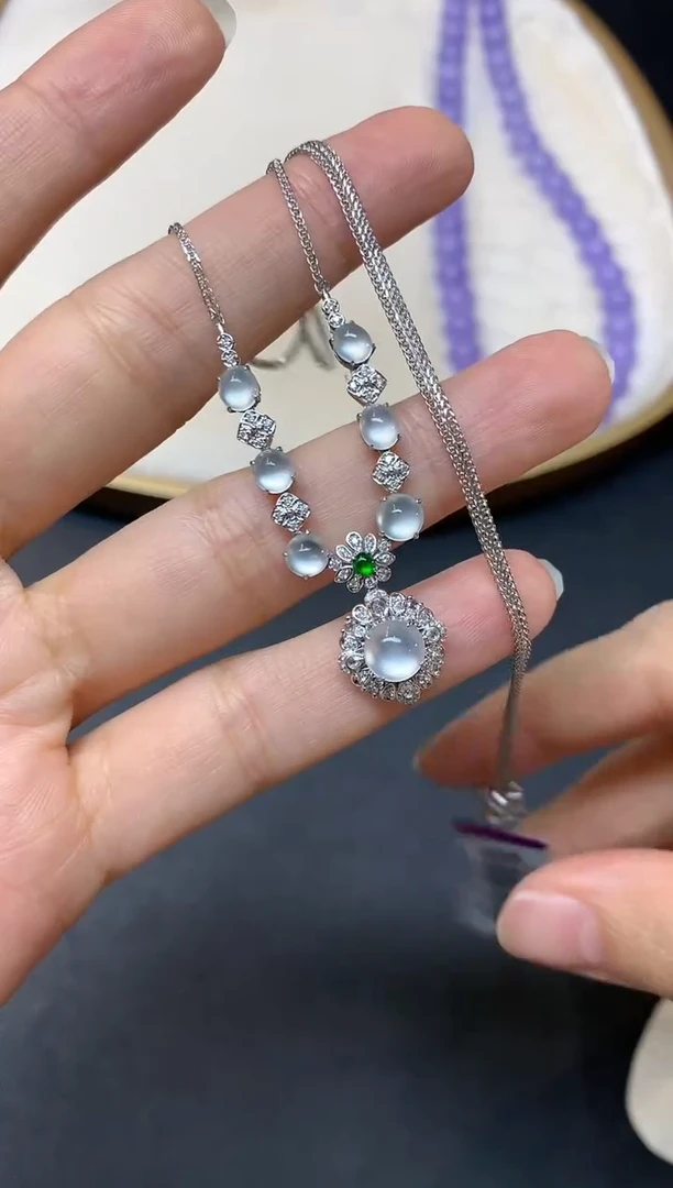 项链18K金镶嵌翡翠W349|9800