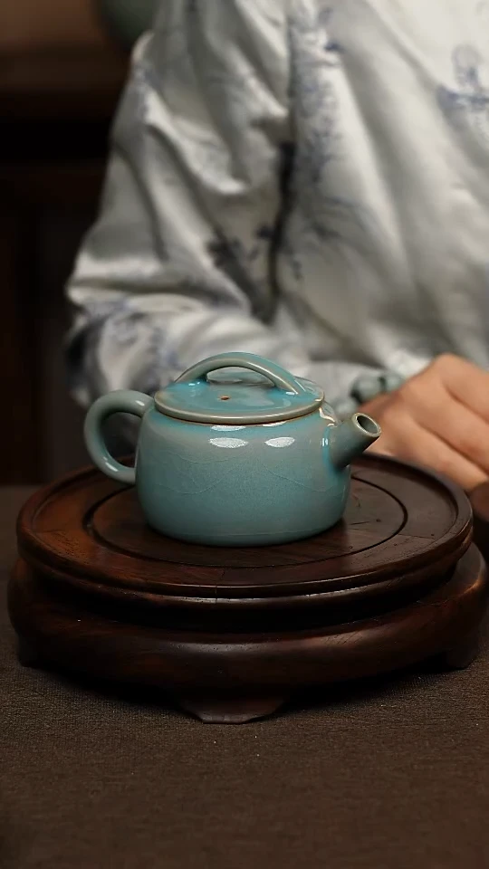 瓷片仿古天兰釉手工汉瓦壶180ml 一级 不带礼盒