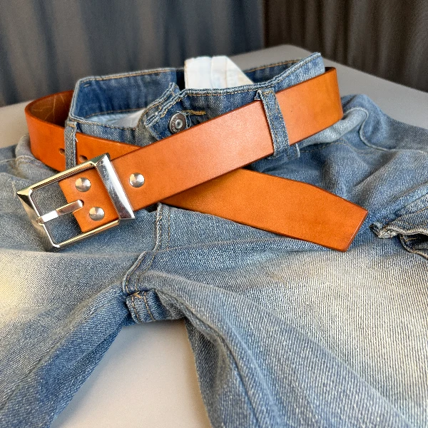 头层牛皮养牛包浆全手工超厚牛皮阿美咔叽男士皮带