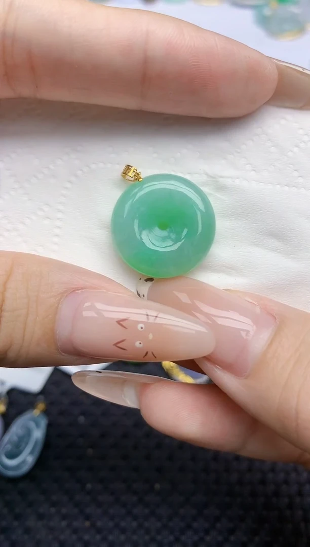 翡翠18K金镶嵌颈饰661   天然翡翠A货