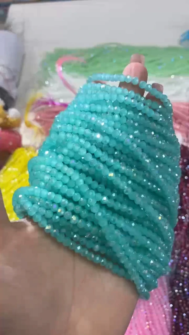 玻璃A36卡4水晶扁10条极光彩AB彩薄荷绿玉