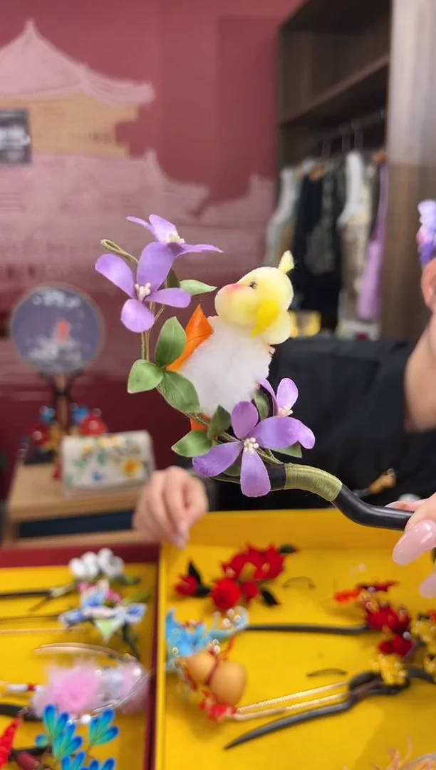 【闪购商品】刺绣 非遗绒花（发饰）