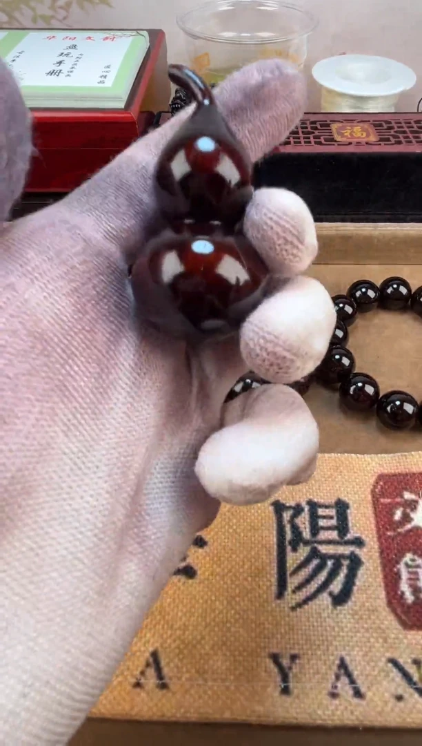 把件小叶紫檀小叶紫檀葫芦手把件