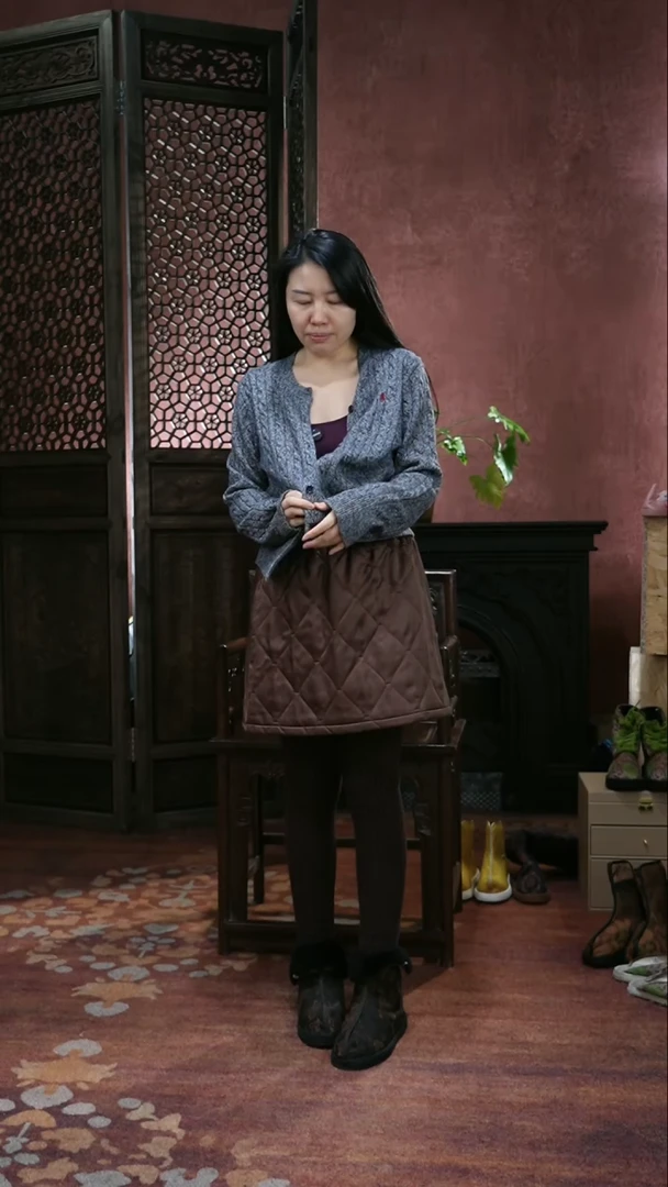 羊绒麻花开衫 灰色