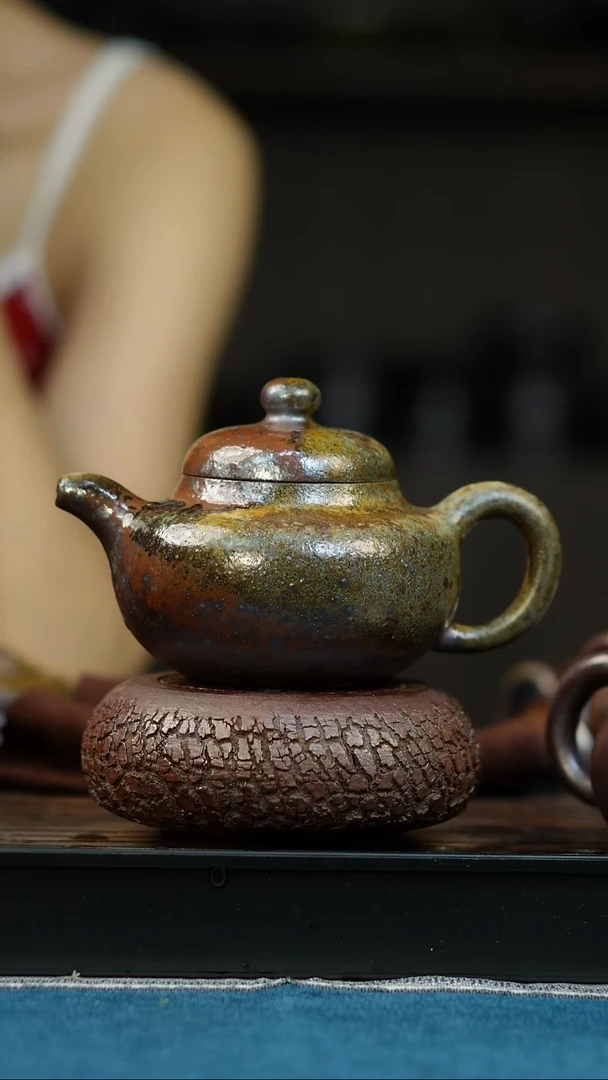 茶壶紫砂柴烧紫砂柿圆230cc