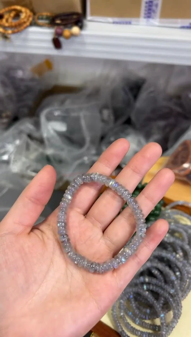 【闪购商品】月光石手链未镶嵌灰月光精工药片蝶珠手串