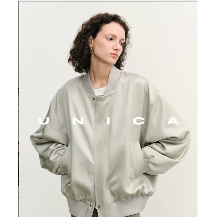 UNICA/重塑时髦新风尚_进口三醋酸光泽感宽松休闲棒球服外套