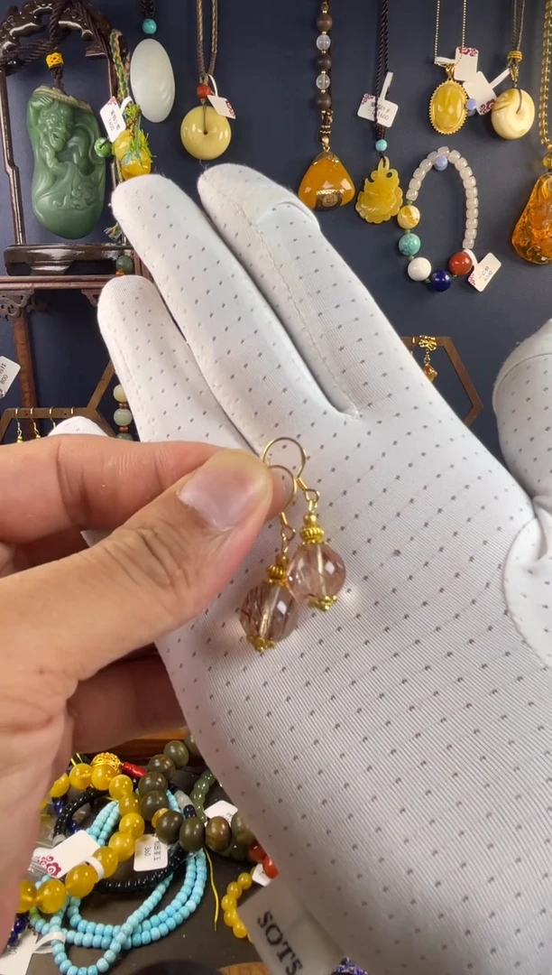 合金耳坠水晶水晶超七耳坠珐琅设计款