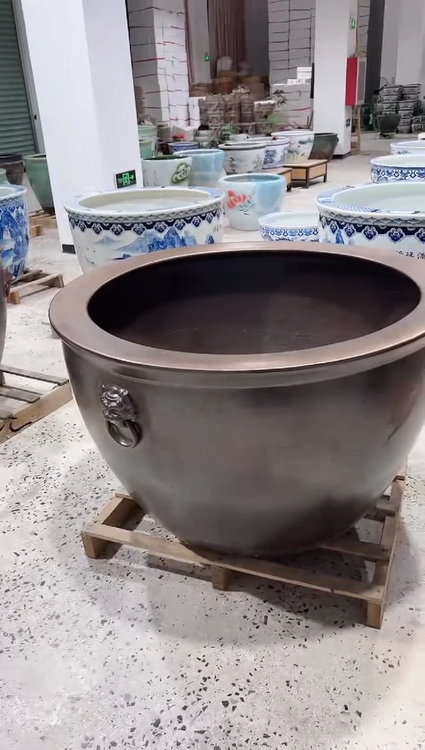 瓷片敏一米二直径古铜狮耳门海