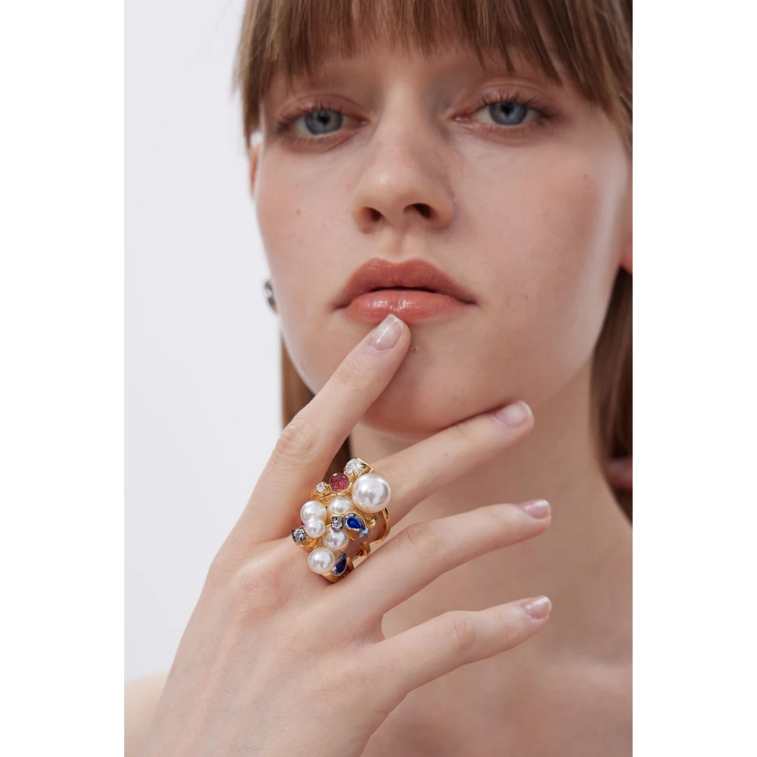 铜合金玻璃戒指 设计师款矢志不渝水晶戒指