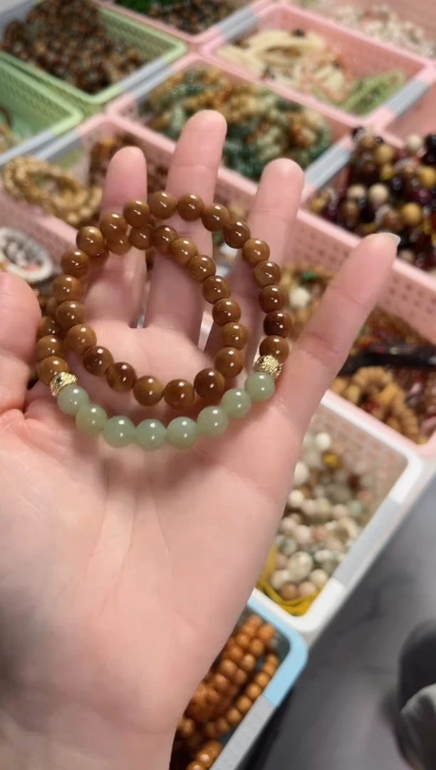 【闪购商品】和田玉（糖玉）手链未镶嵌库克双圈8mm 搭配和田玉